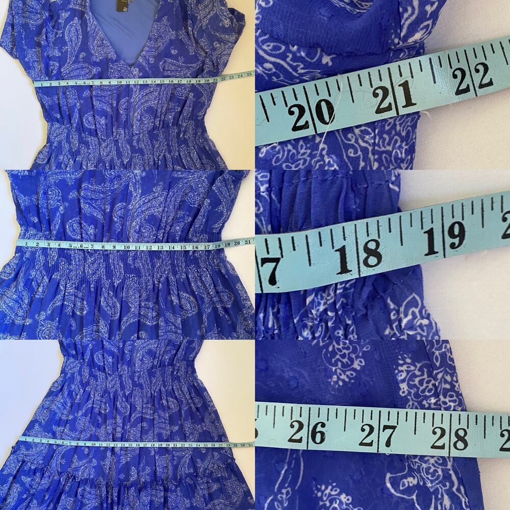 Taylor Periwinkle Blue Paisley Tiered Maxi Dress Swiss Dot Boho 18W - Picture 14 of 17